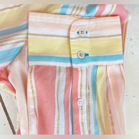 Striped Button Up Top Multicolor Metallic Women’s XL Preppy Coastal NWT - Picture 3 of 11